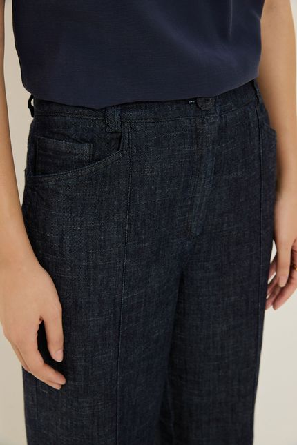 calça jeans cropped pesponto jeans