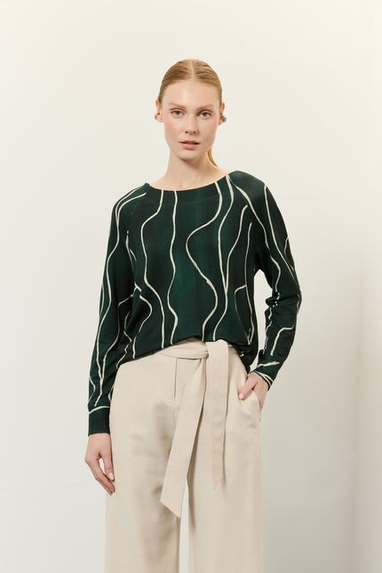 Blusa manga longa instrumentos verde jazz