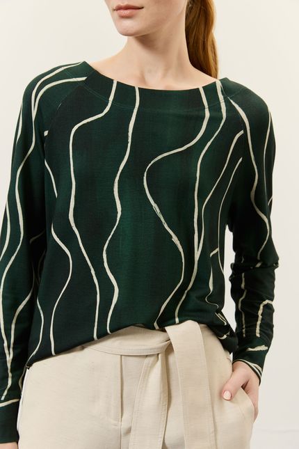 Blusa manga longa instrumentos verde jazz