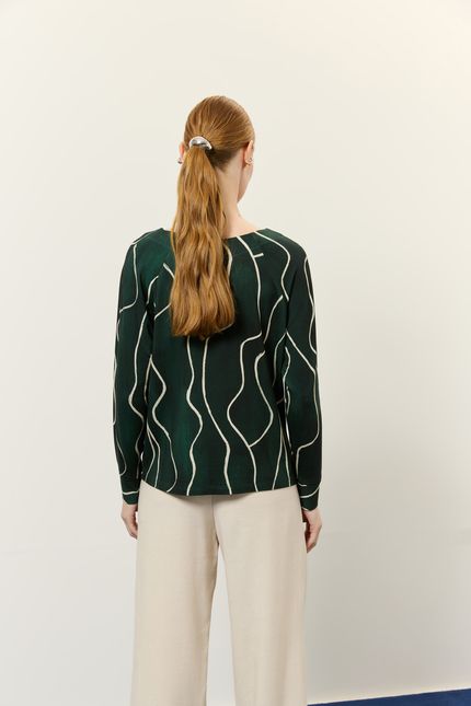 Blusa manga longa instrumentos verde jazz