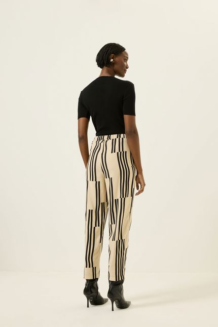 Calça amarração partituras preto com bege