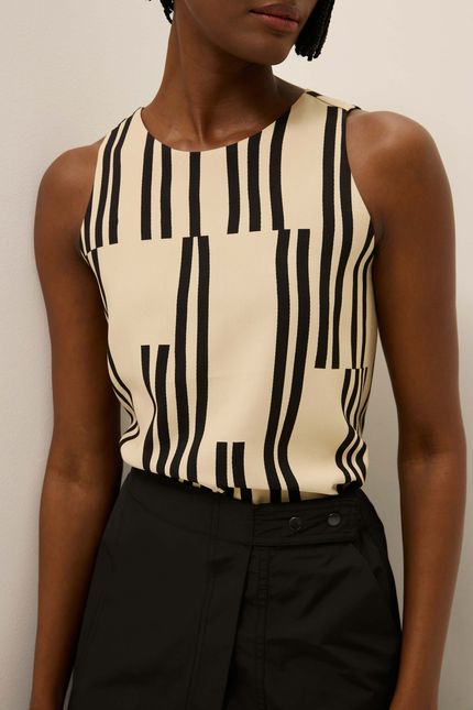 Blusa sm partituras partituras preto com bege