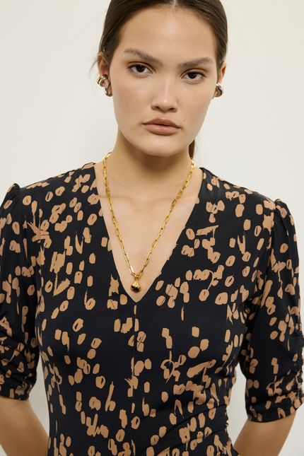 Vestido bio jersey decote melodia melodia caramelo viola