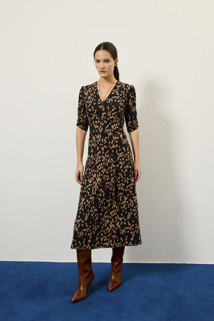 Vestido bio jersey decote melodia melodia caramelo viola