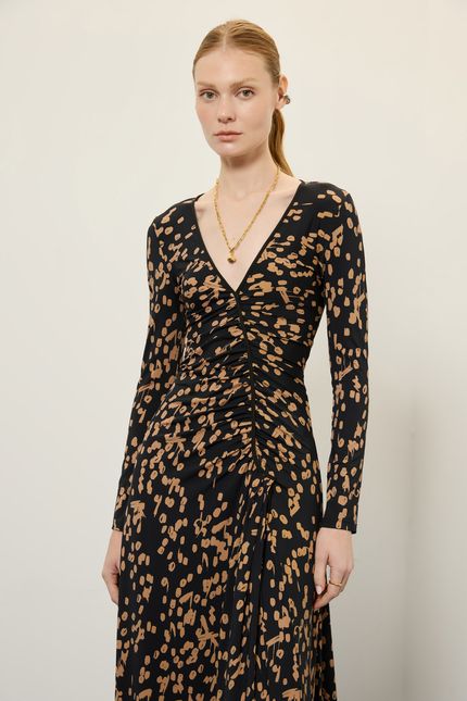 Vestido bio jersey drapeado melodia melodia caramelo viola