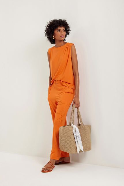 Blusa jersey detalhe laranja suco