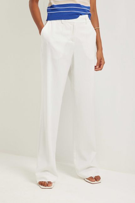 Calça linho lapela costas off white