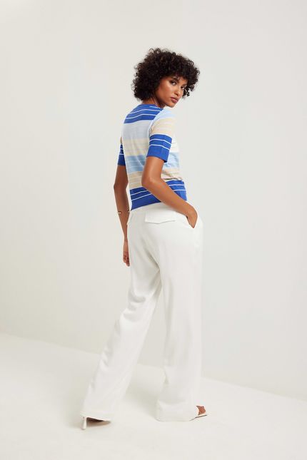 Calça linho lapela costas off white