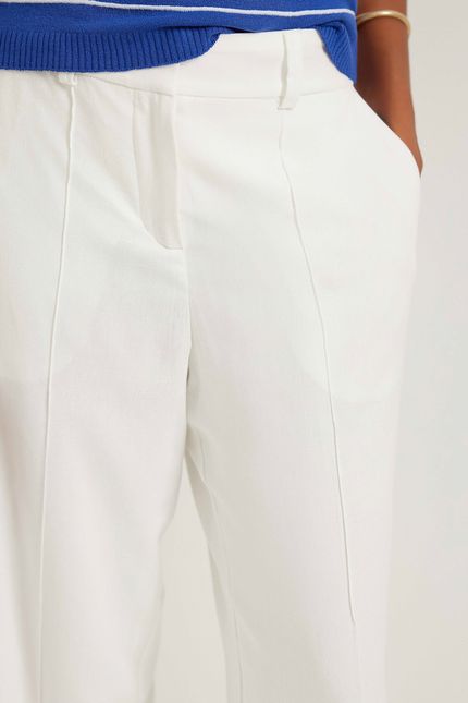 Calça linho lapela costas off white