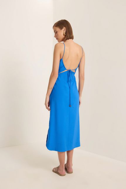 Vestido cupro coluna  azul topazio