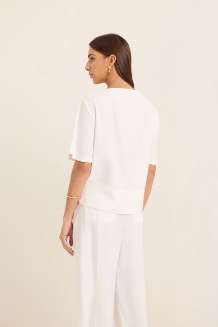 Blusa cupro barra nervuras off white