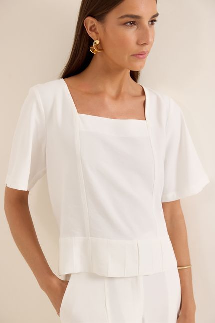 Blusa cupro barra nervuras off white
