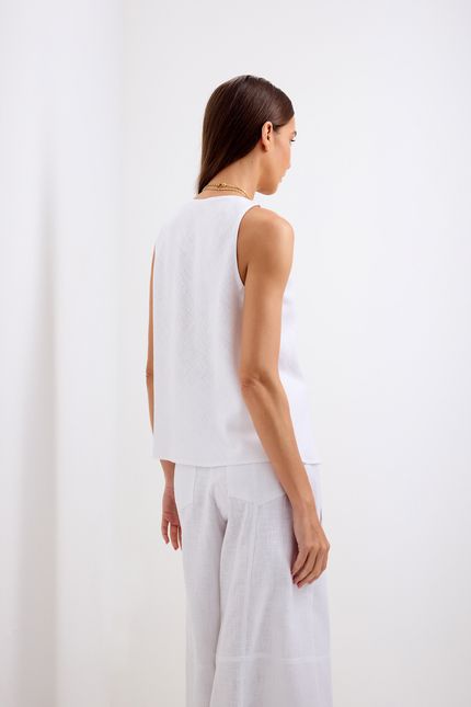 Blusa regata rami branco