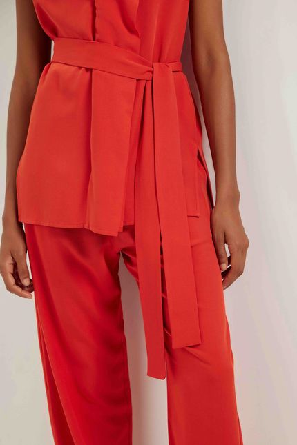 Blusa dobra sem manga vermelho paprica