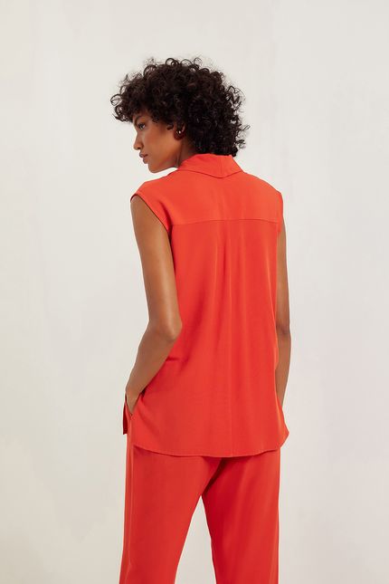Blusa dobra sem manga vermelho paprica