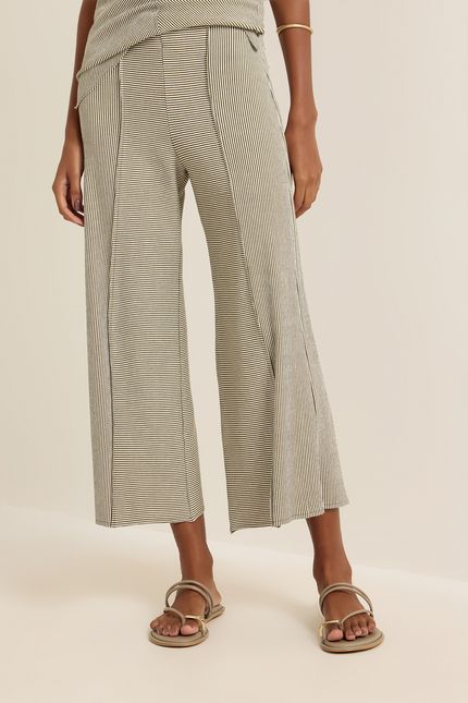 Calça mini listra verde mata com off white