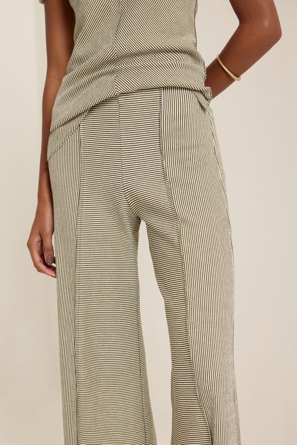 Calça mini listra verde mata com off white