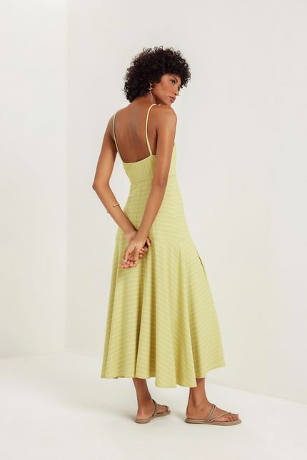 Vestido alça listras copacabana verde cana