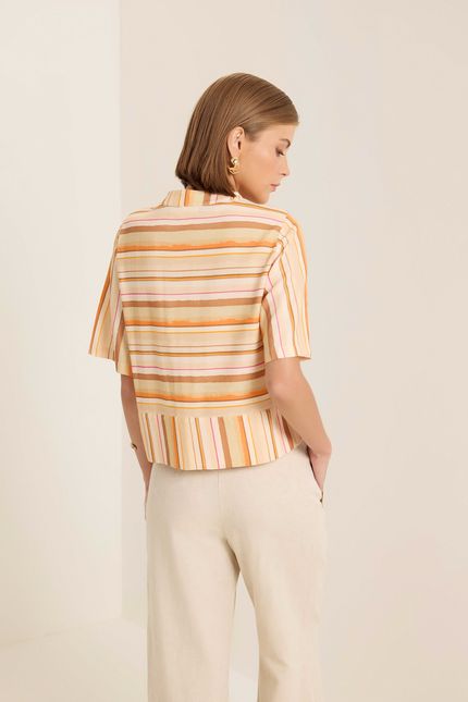 Camisa listra verão listra verao bege areia