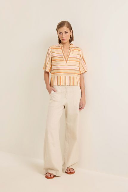 Camisa listra verão listra verao bege areia