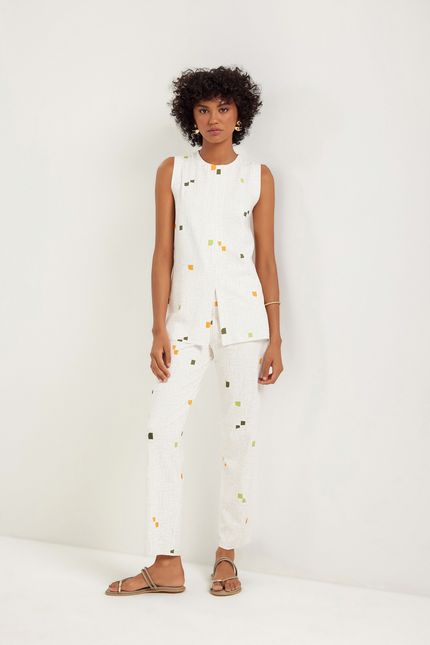 Blusa túnica passeio passeio off white