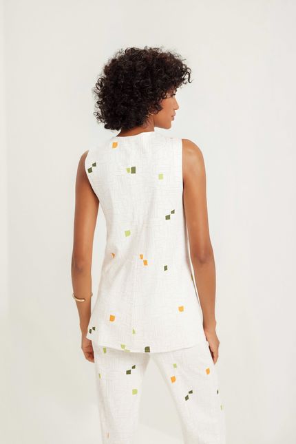 Blusa túnica passeio passeio off white