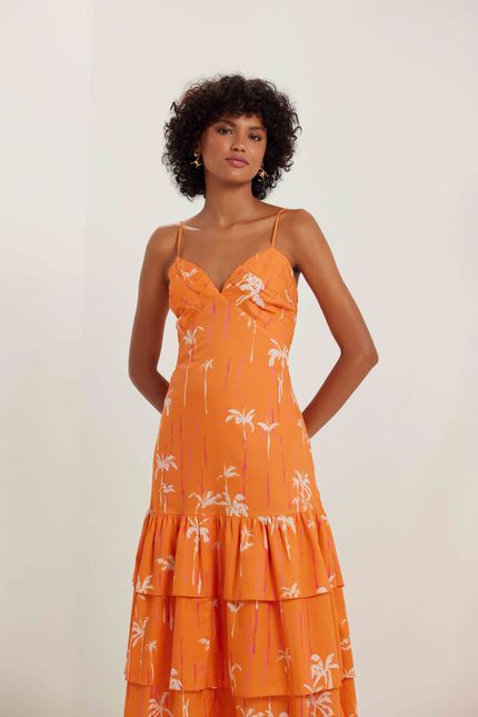 Vestido alça arpoador arpoador laranja suco