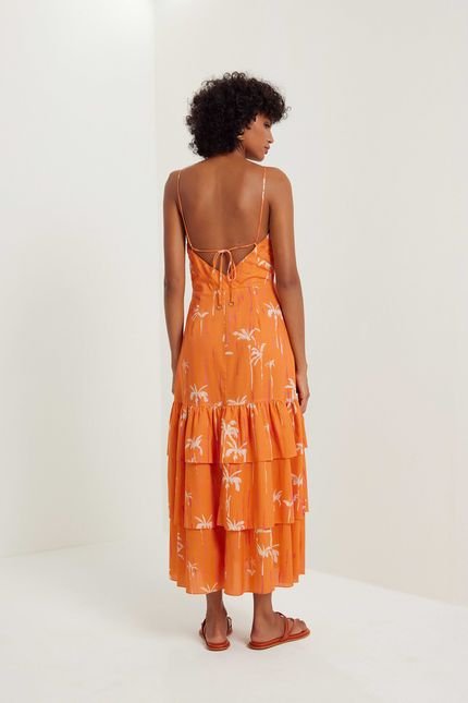 Vestido alça arpoador arpoador laranja suco