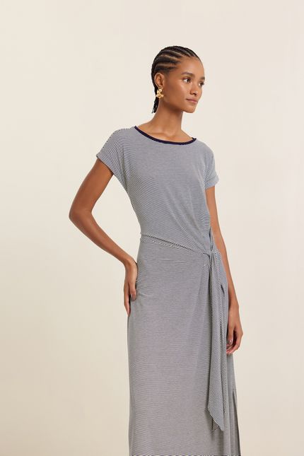 Vestido malha fio tinto amarração azul atlantico c/ off white