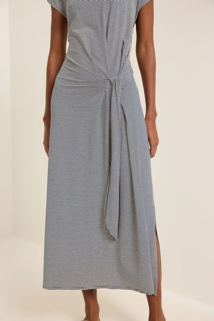 Vestido malha fio tinto amarração azul atlantico c/ off white