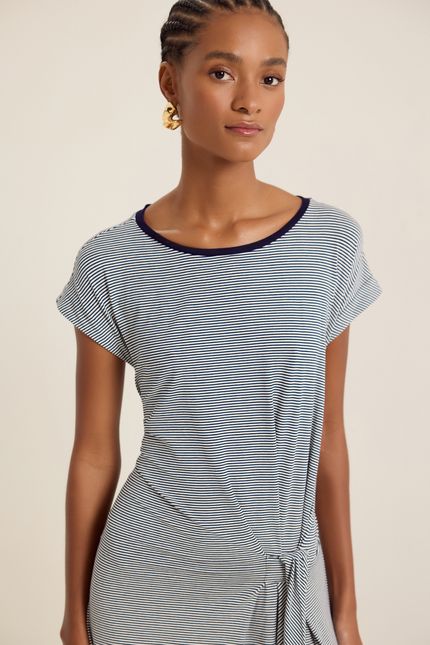 Vestido malha fio tinto amarração azul atlantico c/ off white