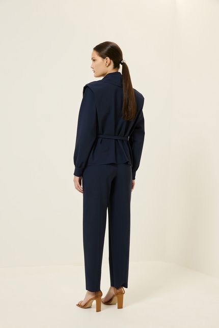 Casaco prega ombro block azul rock