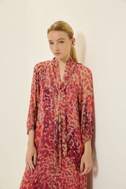 Vestido ggt babado flash rosa bolero