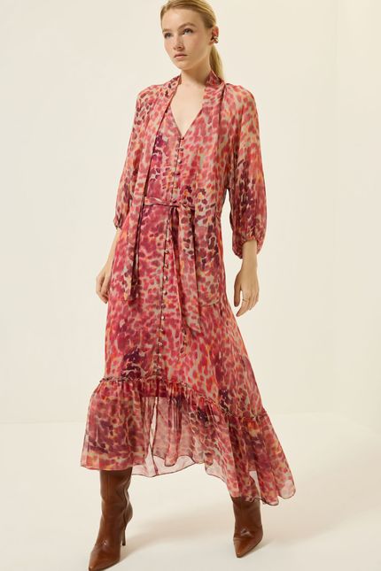 Vestido ggt babado flash rosa bolero