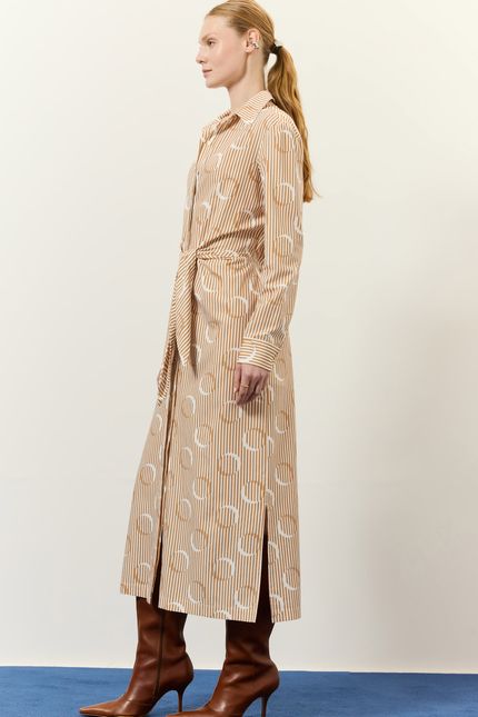 Vestido chemise amarração noite noite caramelo viola