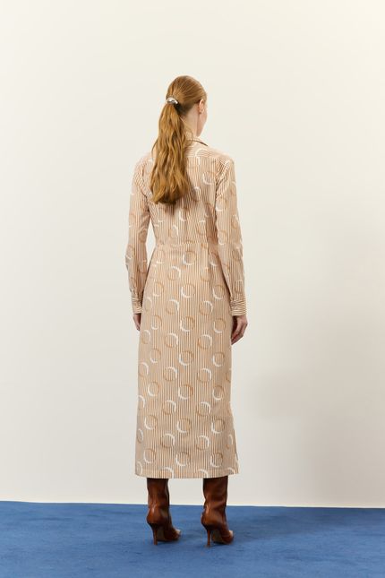Vestido chemise amarração noite noite caramelo viola