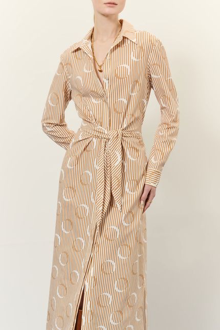 Vestido chemise amarração noite noite caramelo viola