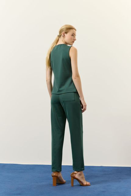 Blusa rayon detalhe verde jazz