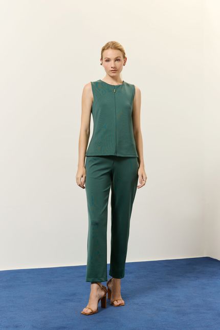 Blusa rayon detalhe verde jazz