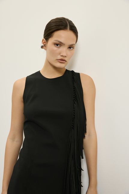 Vestido franja detalhe block preto
