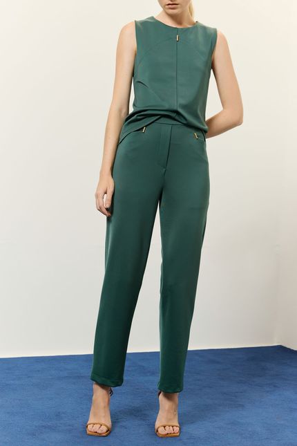 Calça rayon detalhe bolso verde jazz