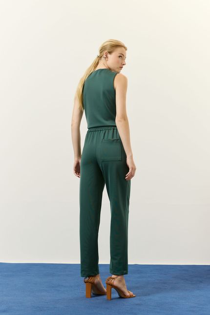 Calça rayon detalhe bolso verde jazz
