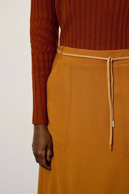 Saia midi bolso caramelo viola