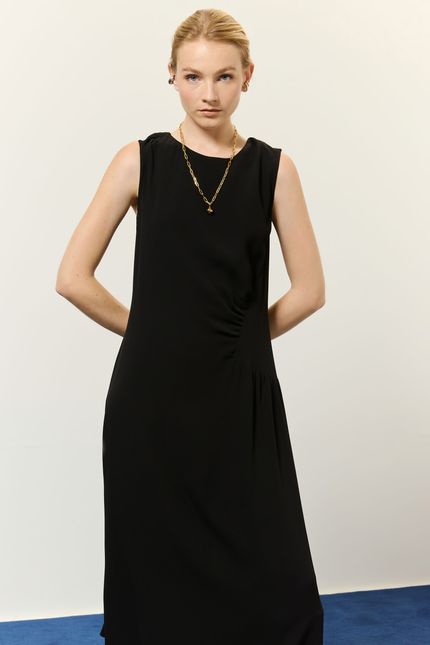 Vestido crepe midi sm preto