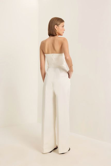 Macacão alfaiataria alça removíve off white