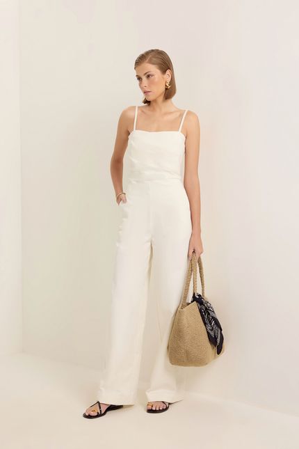 Macacão alfaiataria alça removíve off white