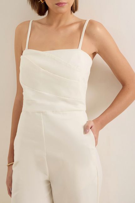 Macacão alfaiataria alça removíve off white