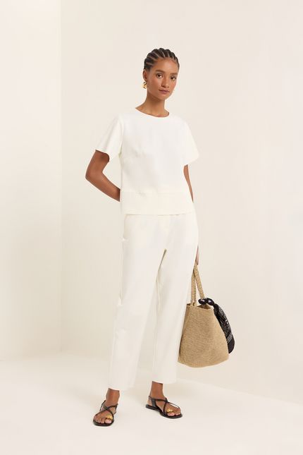 Blusa malha estruturada fenda barra off white