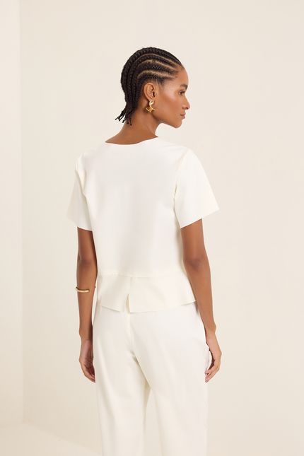 Blusa malha estruturada fenda barra off white