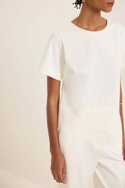 Blusa malha estruturada fenda barra off white
